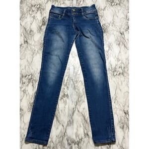 Studio F Women's Denim Pants Size 8 Blue Discolored High Rise Waist 26 Length 30